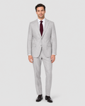 Men's Light Grey Linen Slim Fit Notch Lapel 2-Button Suit