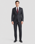 Men's Black Wool Slim Fit Notch Lapel 2-Button Suit