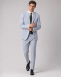 Men's Azure Blue Cotton Regular Fit Seersucker Suit