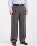 Men's Classic Fit Gray Heather Pleated Wide Leg Wool Dress Pants