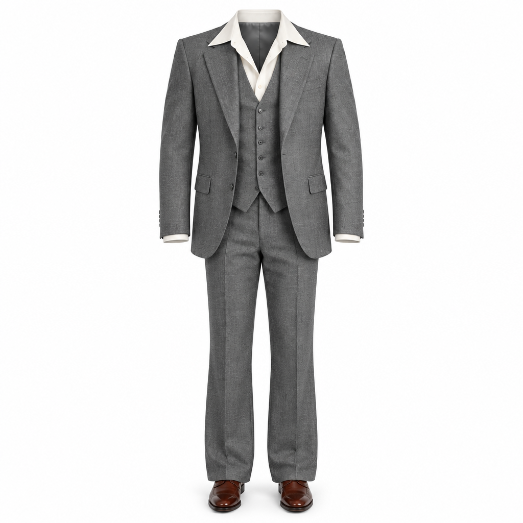 Light Grey 1970s Three-Piece Suit