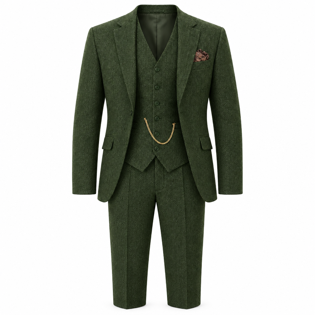 Forest Green Tweed Three-Piece Suit
