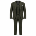 Olive Green Tweed Three-Piece Suit