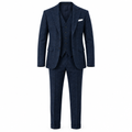 Navy Blue Wool Three-Piece Suit