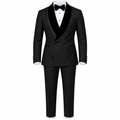 Black Double-Breasted Tuxedo with Velvet Shawl Lapel