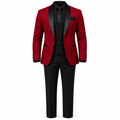 Burgundy and Black Three-Piece Shawl Tuxedo