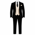 Black Peak Lapel Tuxedo with Champagne Vest