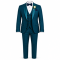 Teal Blue Three-Piece Wedding Tuxedo