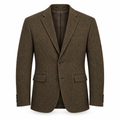 Brown Herringbone Tweed Blazer