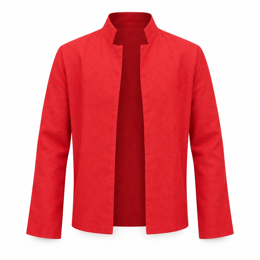 Red Linen Unstructured Jacket