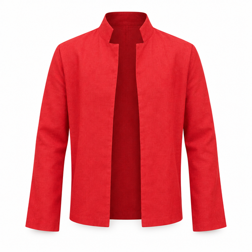 Red Linen Unstructured Jacket