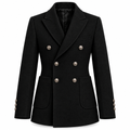 Black Double-Breasted Wool Coat