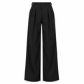Black Pleated Wide Leg Trousers