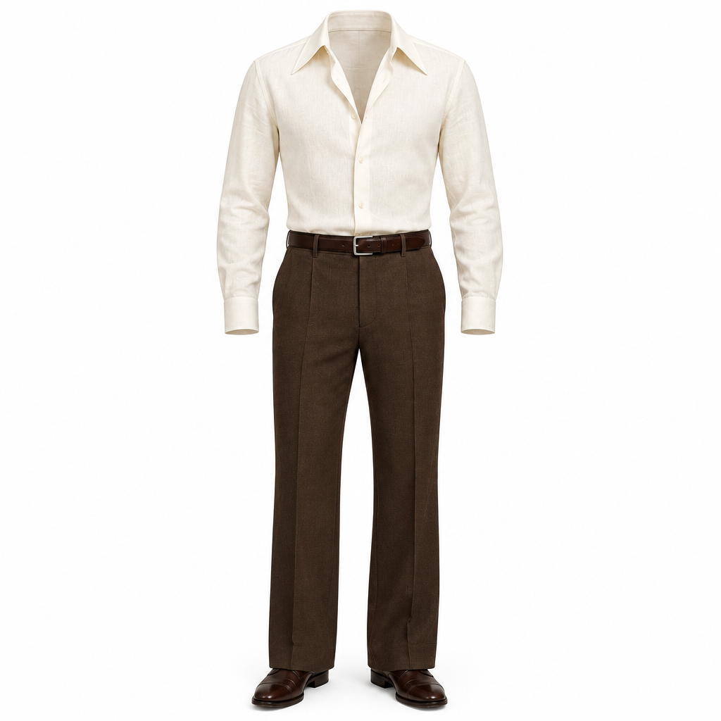 Ivory Wide Collar Dress Shirt