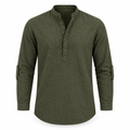 Olive Cotton Linen Long Sleeve Shirt