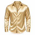 Champagne Satin Long Sleeve Dress Shirt
