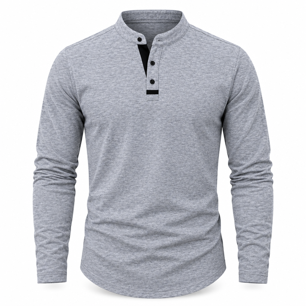 Grey Linen Cotton Henley Shirt