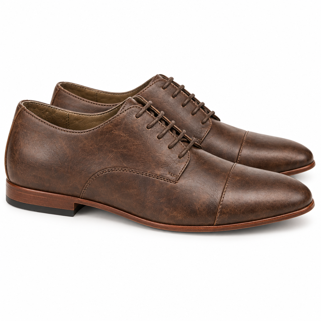 Dark Brown Leather Barefoot Oxford Shoes