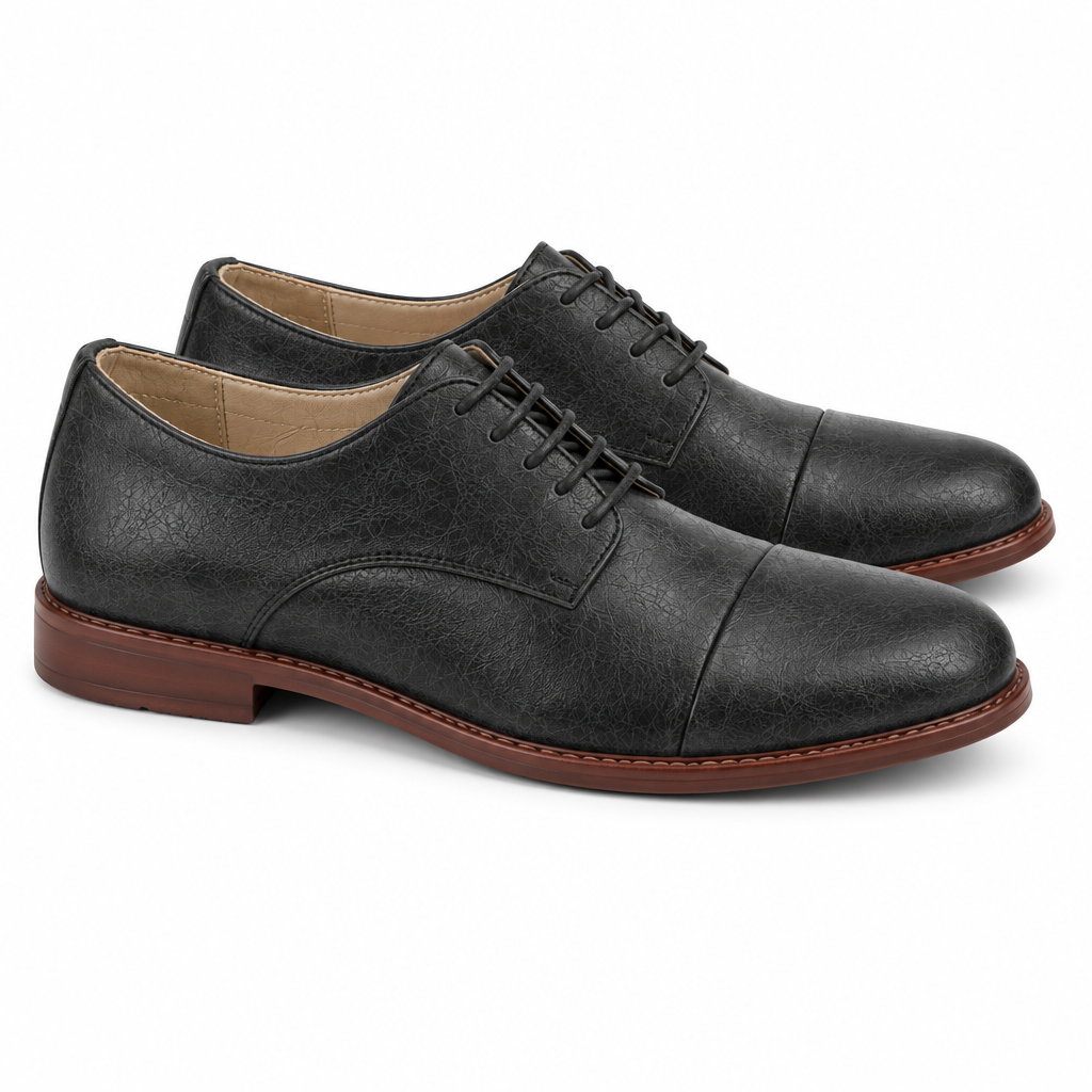 Black Leather Barefoot Oxford Shoes