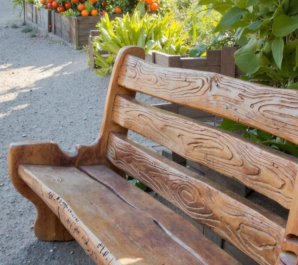 Rustic Solid Log Wood Garden Bench with Backrest for Patio - view 3