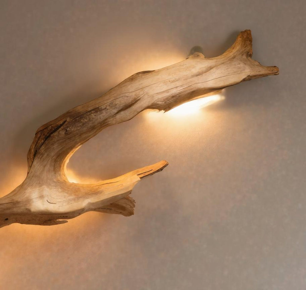 Rustic Driftwood Wall Sconce with Lampshade for Living Room - view 3