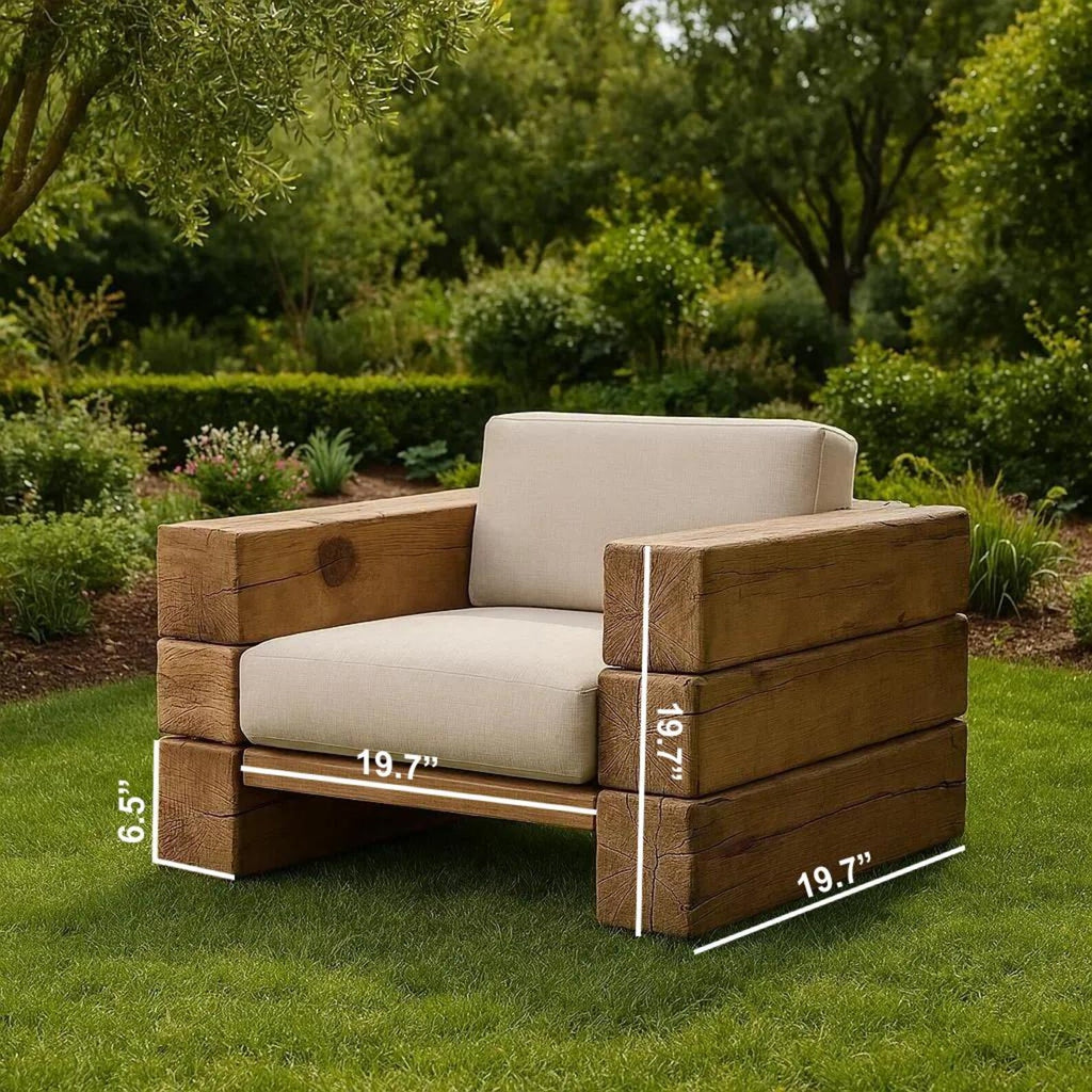 Rustic Solid Wood Outdoor Sofa Set for Garden and Patio Lounging - view 5