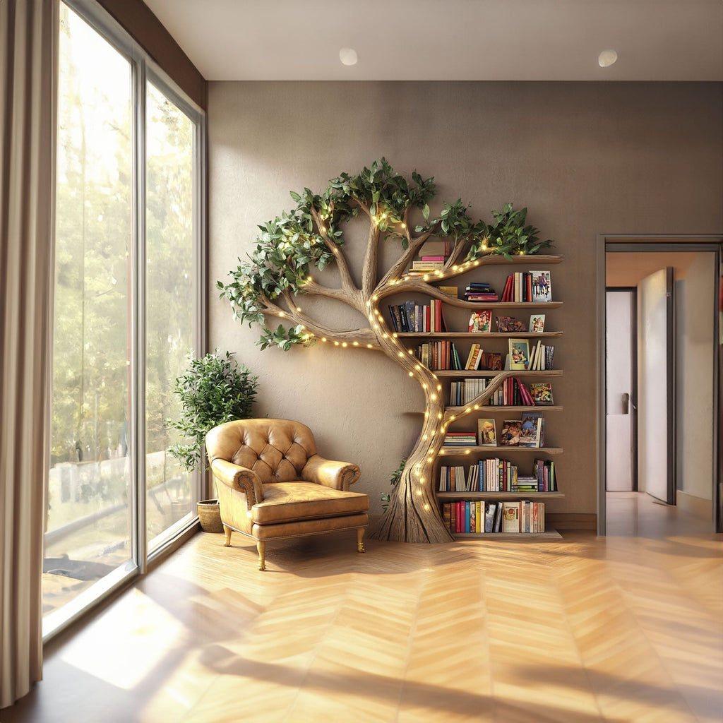 Natural Tree Branch Floating Bookshelf for Living Room Wall - view 2