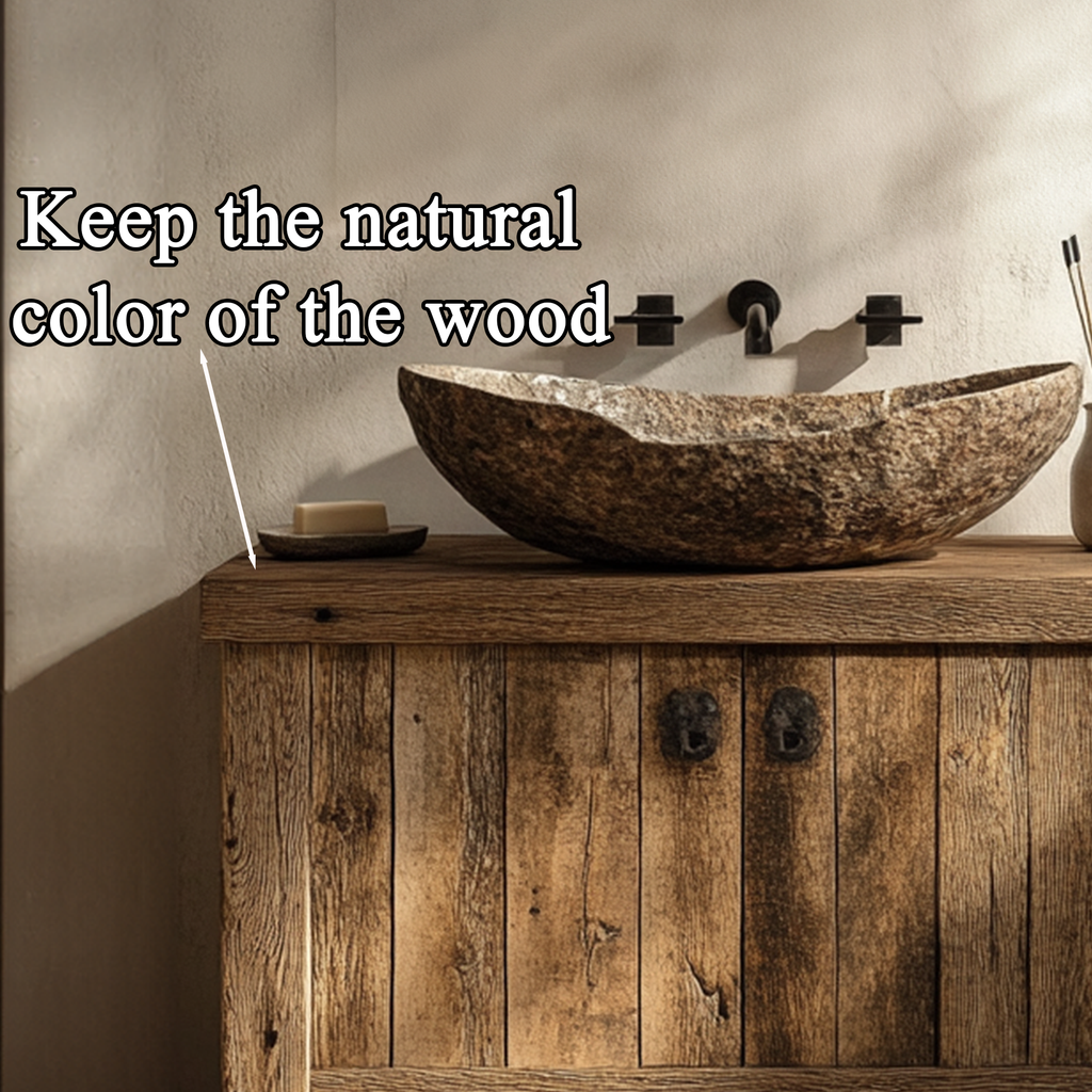 Rustic Live Edge Solid Wood Bathroom Vanity, With or Without Sink - view 5