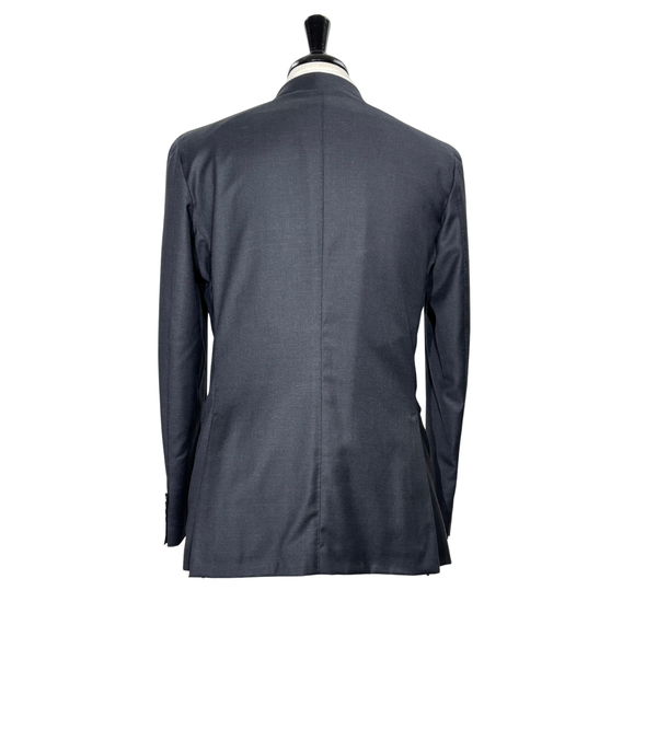 Men's Charcoal Textured Notch Lapel Classic Fit 3-Button Wool Suit