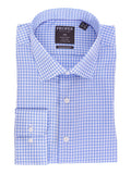 Men's Blue & White Check Wrinkle Free 100 2 Ply Cotton Dress Shirt