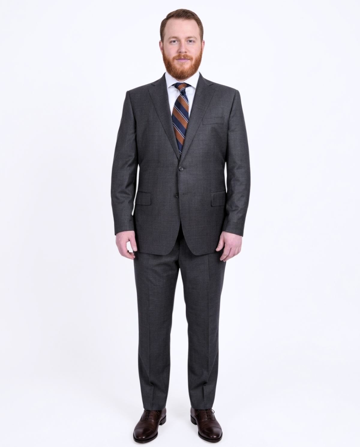 Men's Classic Fit Gray Heather Half Canvassed Wool Suit
