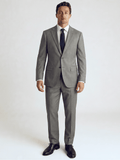 Men's Black & White Regular Fit Wool 2-Button Suit