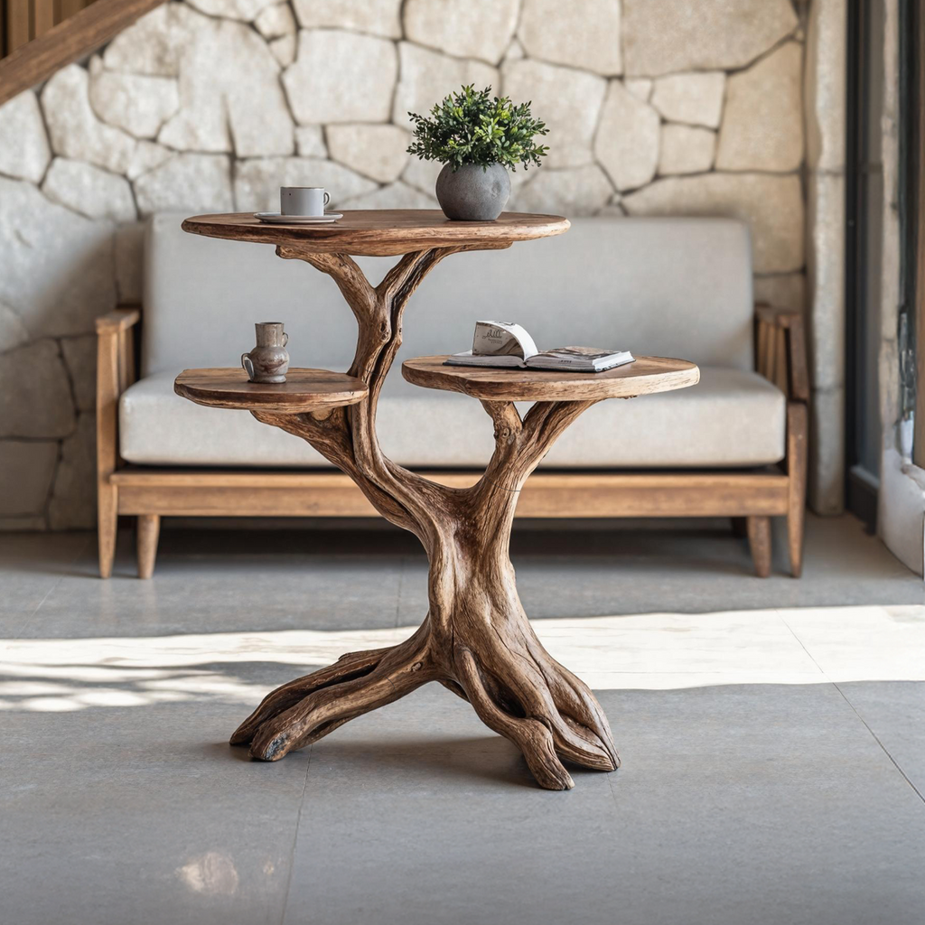 Farmhouse Solid Wood End Table with Wax and Oil Finish