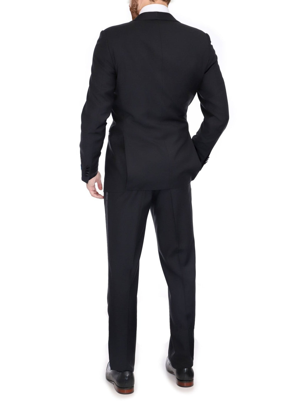 Men's Black Wool Trim Fit Notch Lapel 1-Button Tuxedo