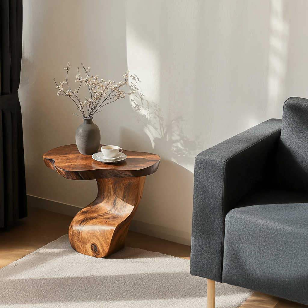 Modern Solid Wood End Table with Wax and Oil Finish - view 2