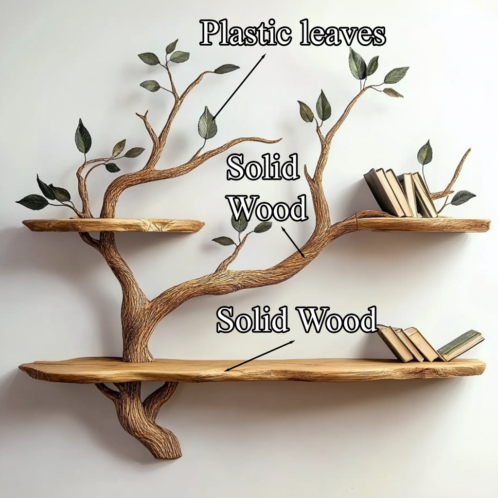 Compact Wood Tree Branch Floating Bookcase for Small Walls - view 6