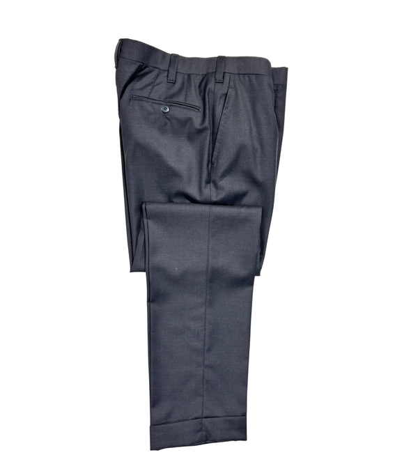 Men's Charcoal Textured Notch Lapel Classic Fit 3-Button Wool Suit