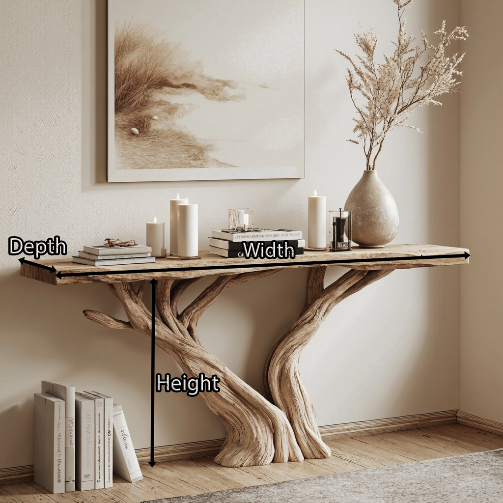 Rustic Live Edge Console Table in Natural Solid Wood - view 5