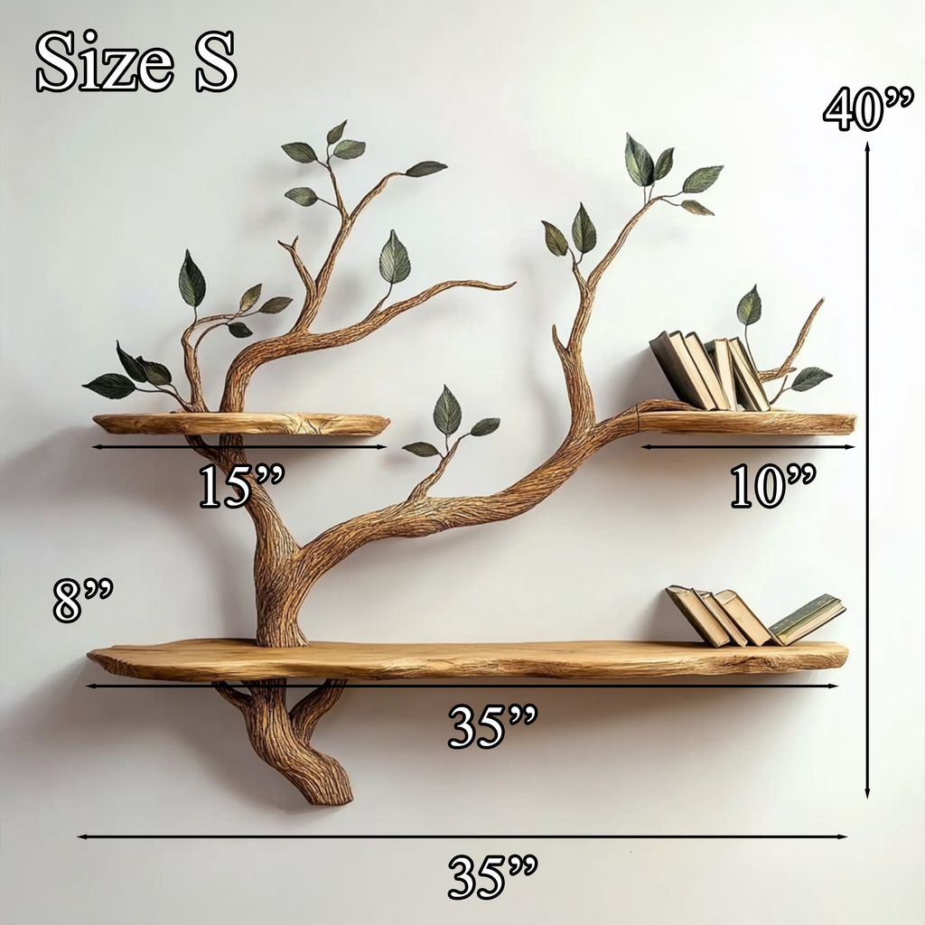 Compact Wood Tree Branch Floating Bookcase for Small Walls - view 7